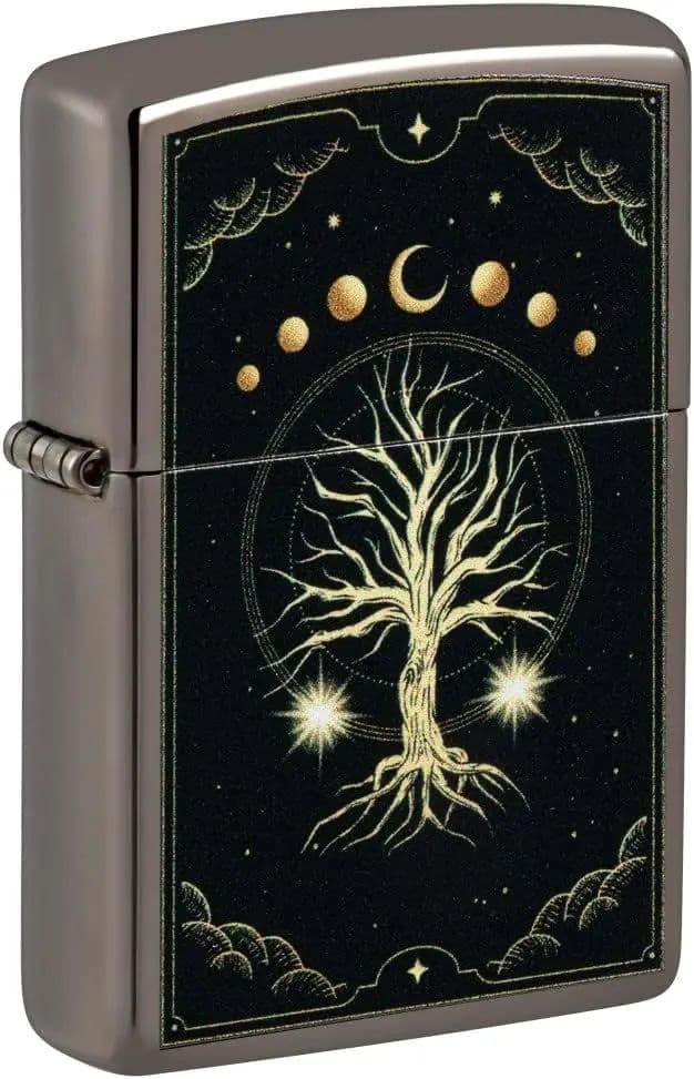 Hayat Ağacı Desenli Zippo Çakmak - Black Ice Mystic Nature