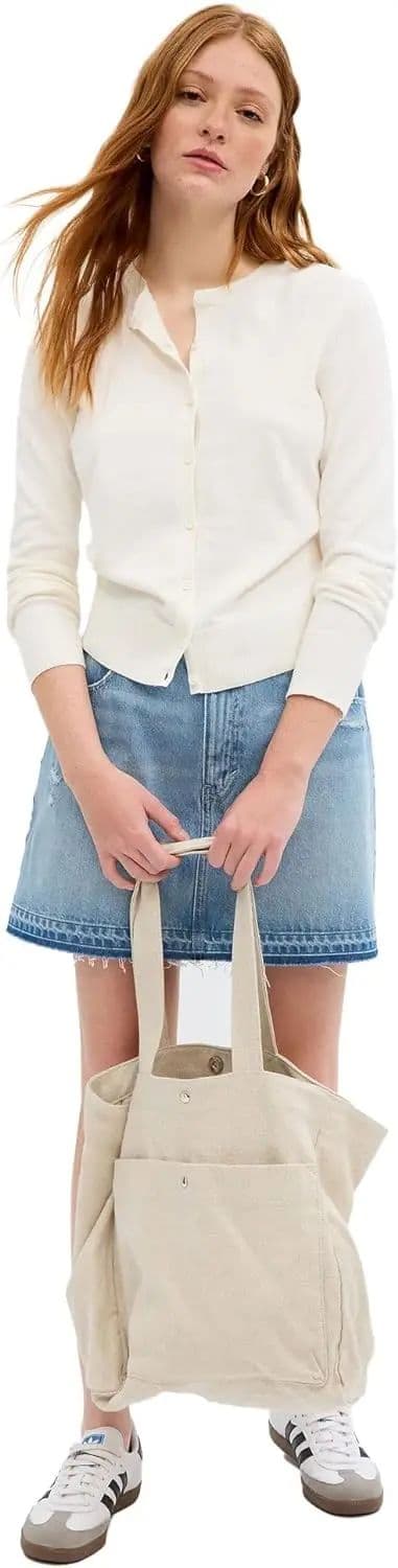 GAP Kadın Bisiklet Yaka Hırka - XS Beyaz