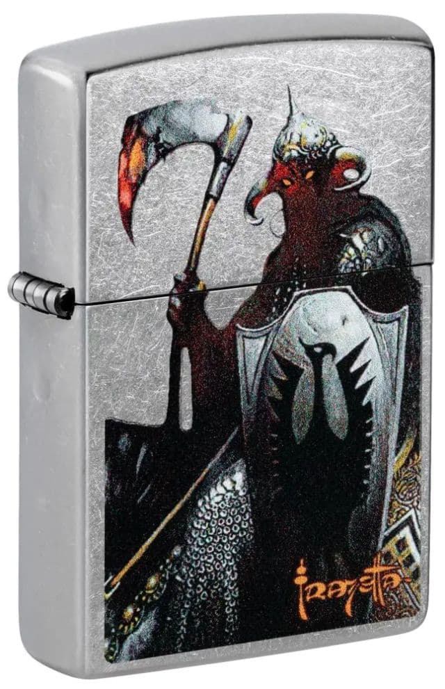 Zippo Efsanevi Çakmak (Zırh Yüksek Cilalı Krom Mjölnir) - Street Chrome Frazetta Death Dealer