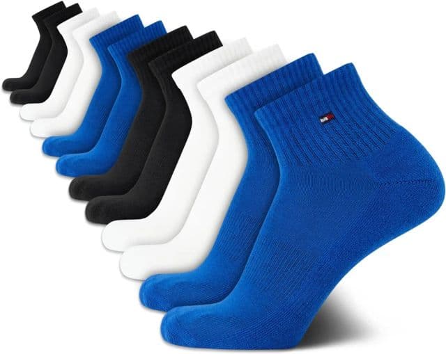 Tommy Hilfiger Erkek Atletik Çorap - Cushion Quarter (12'li Paket) - Blue Assorted 39.5-46