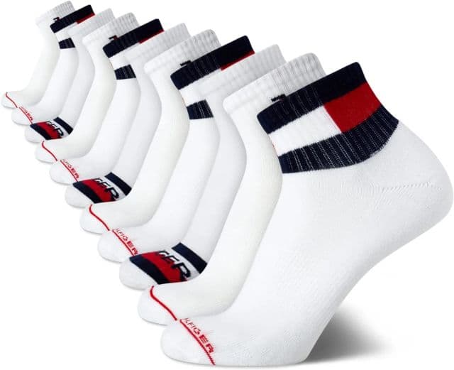 Tommy Hilfiger Erkek Atletik Çorap - Cushion Quarter (12'li Paket) - Solid Beyaz 39.5-46
