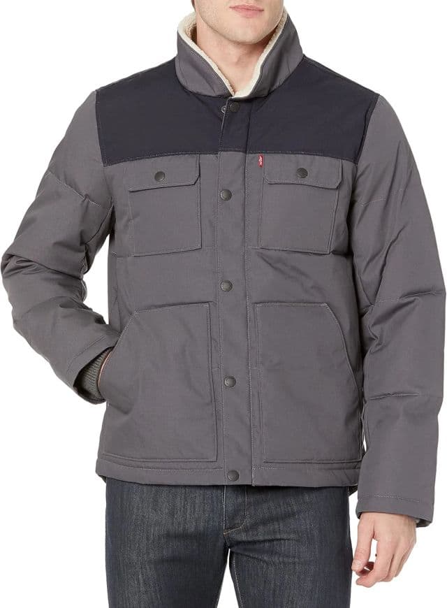 Levi's Erkek Kapitone Şişme Ceket - L Light Grey/Navy