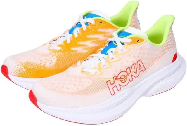 HOKA ONE ONE Erkek Mach 6 Spor Ayakkabı - 38.5 White/Solar Flare