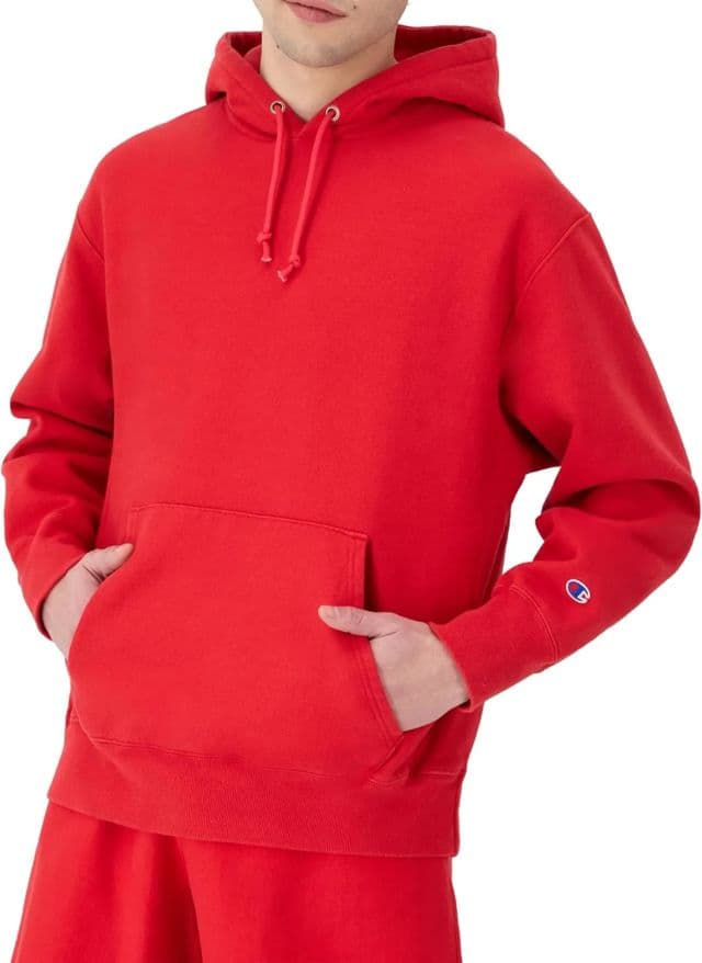 Champion Erkek Ters Dokuma Kapüşonlu Hoodie - XS Washed Athletic Red