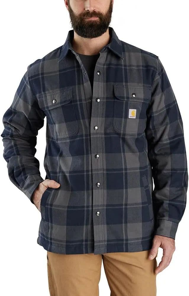 Carhartt Erkek Rahat Kesim Flanel Sherpa Gömlek - 4X-Large Lacivert