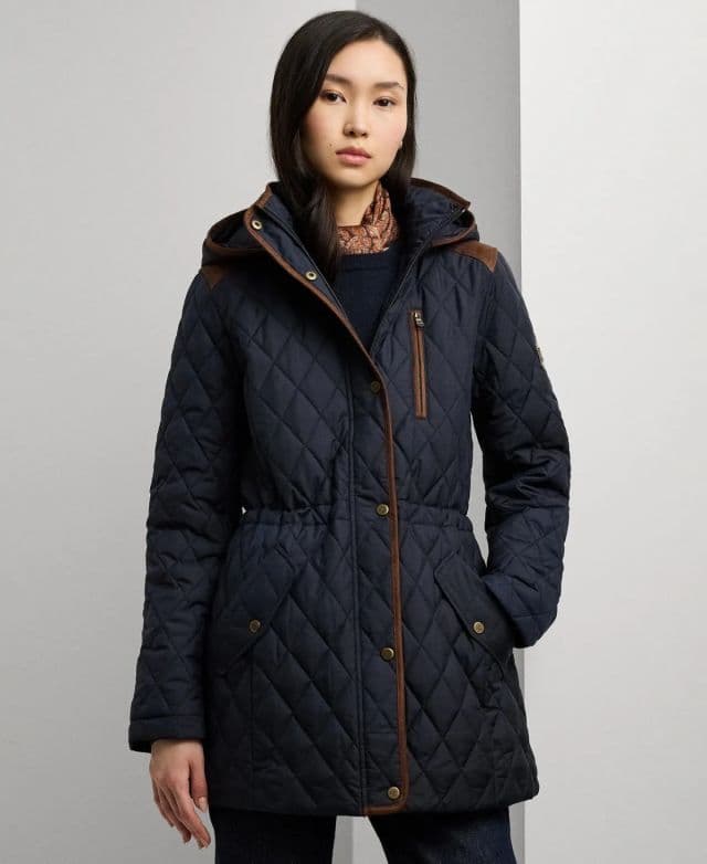 Lauren Ralph Lauren Kadın Hooded Anorak Quilted Mont - Dk Navy S