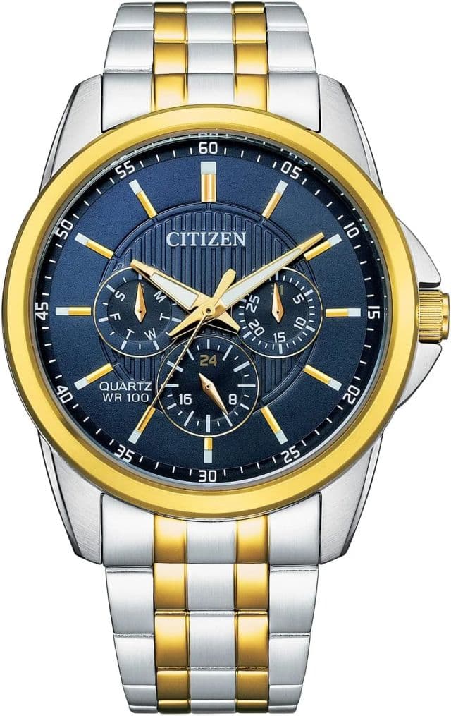 Citizen Quartz Paslanmaz Çelik Erkek Saat AG8346-51A  - İki Tonlu Gold/Mavi Kadran