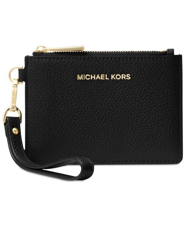 Michael Kors - Deri Jet Set Küçük Para Cüzdanı - Black/Gold