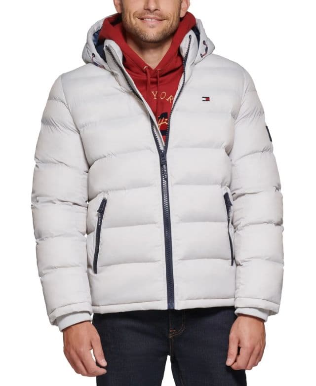Tommy Hilfiger Erkek Quilted Şişme Mont - Beyaz L