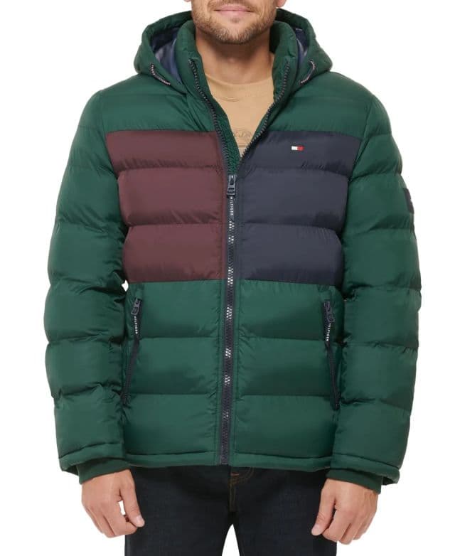 Tommy Hilfiger Erkek Quilted Şişme Mont - Yeşil Kombo L