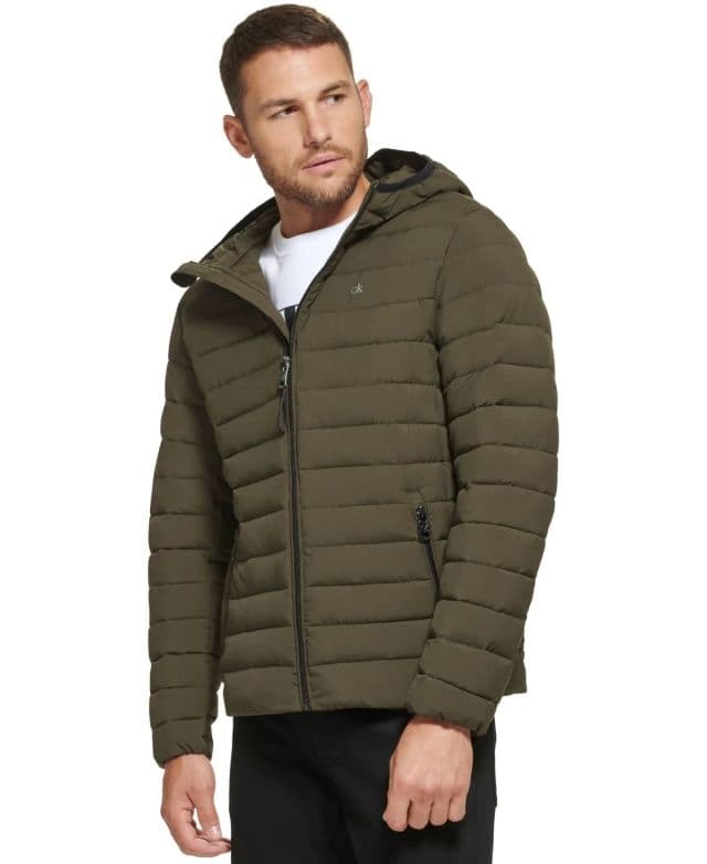 Calvin Klein Erkek Hooded & Quilted Packable Mont - Olive XL