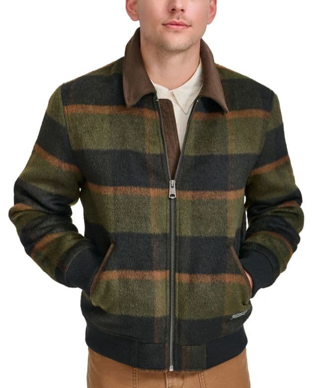 Levi's Men's Zip Corduroy-Collar Ceket - Yeşil S