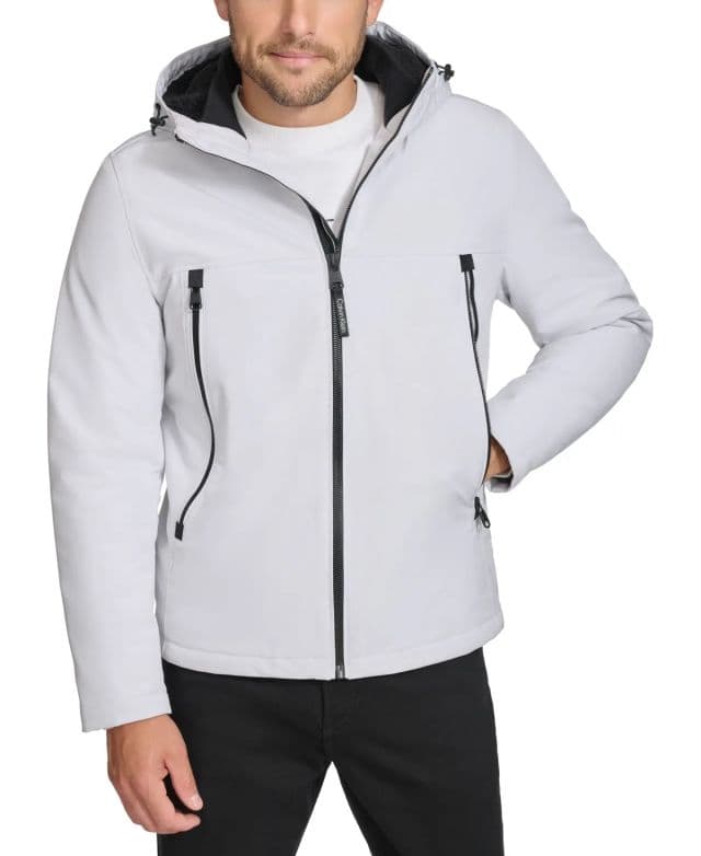 Calvin Klein - Erkek Sherpa Astarlı İnfinite Stretch Soft Shell Mont - White L
