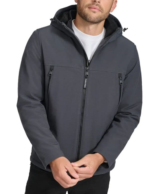 Calvin Klein - Erkek Sherpa Astarlı İnfinite Stretch Soft Shell Mont - Iron L