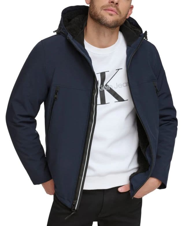 Calvin Klein - Erkek Sherpa Astarlı İnfinite Stretch Soft Shell Mont - True Navy L