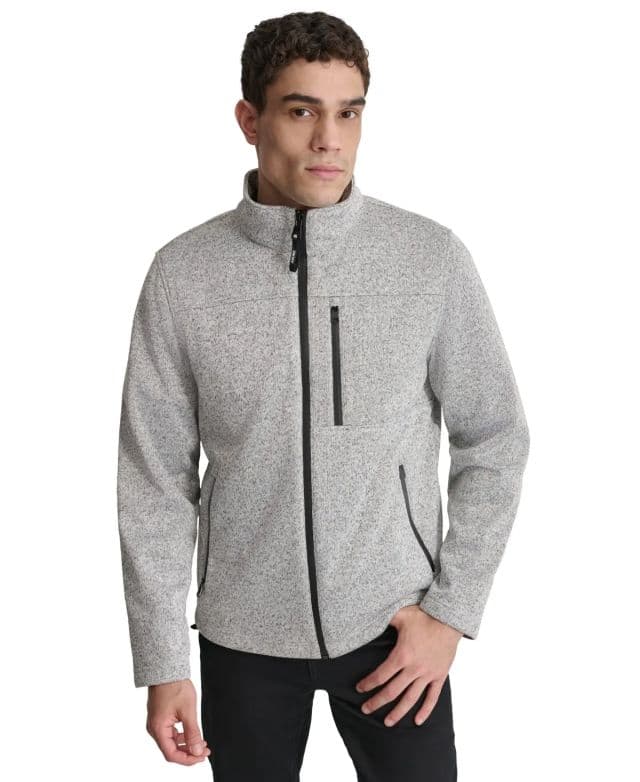 DKNY Erkek Sweater-Knit Polar Ceket - Light Grey S