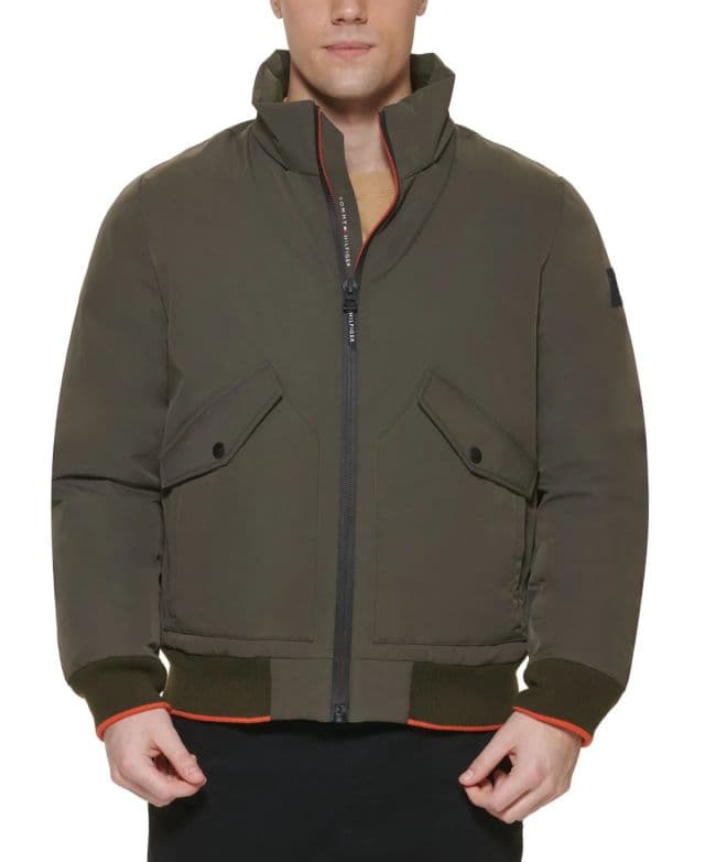 Tommy Hilfiger Erkek Flex Performance Fermuarlı Bomber Ceket - Olive XL