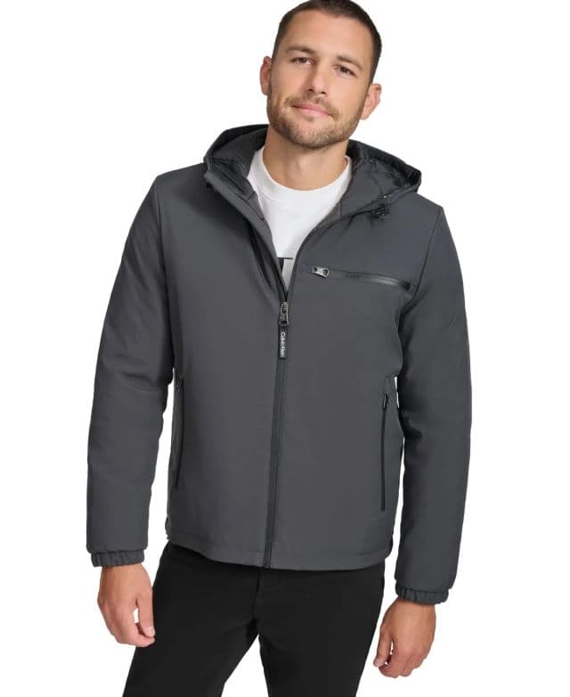 Calvin Klein Erkek Infinite Stretch Water-Resistant Kapüşonlu Ceket - Iron 2XL