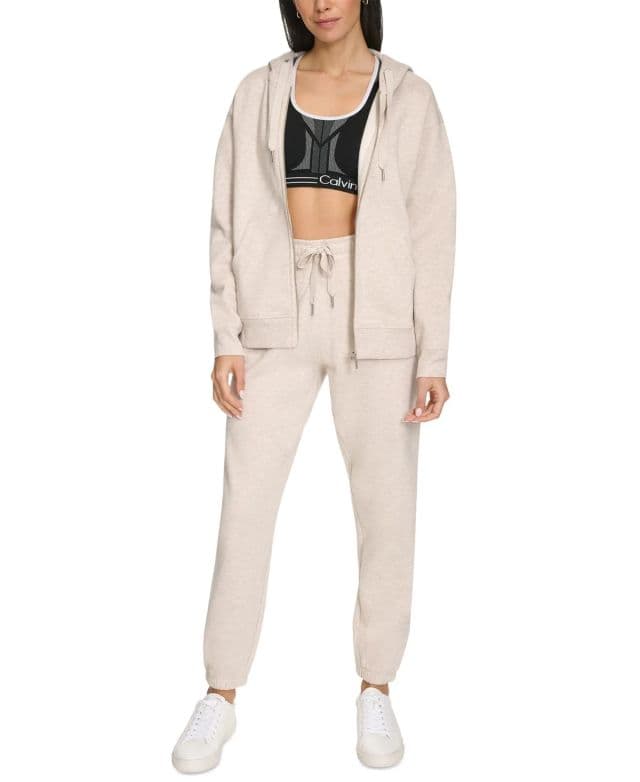 Calvin Klein - Kadın Kapüşonlu Polar Uzun Kollu Sweatshirt - Cortado Heather XS