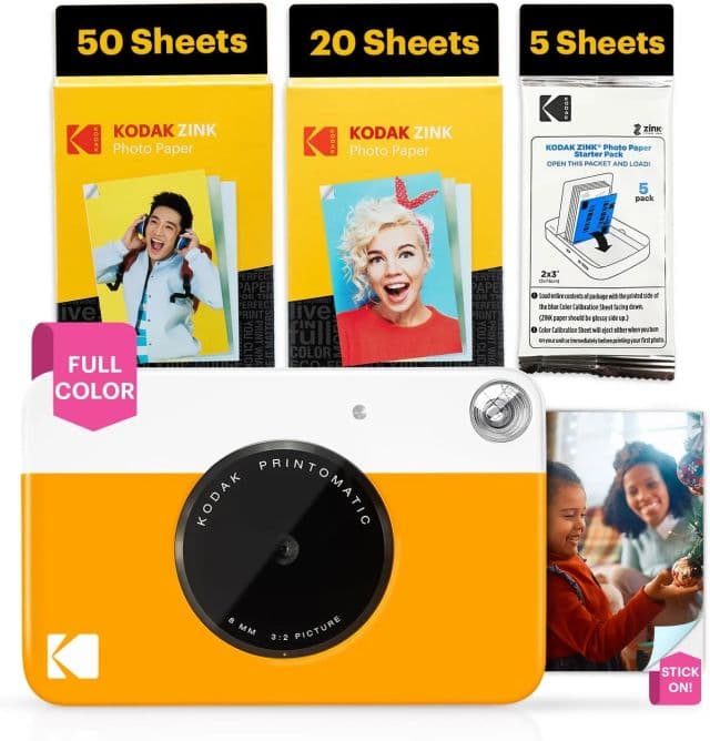 KODAK Printomatic Tam Renkli Anında Baskı Dijital Fotoğraf Makinesi - 75 Sayfalık Paket - Sarı 75 Sayfalık Paket