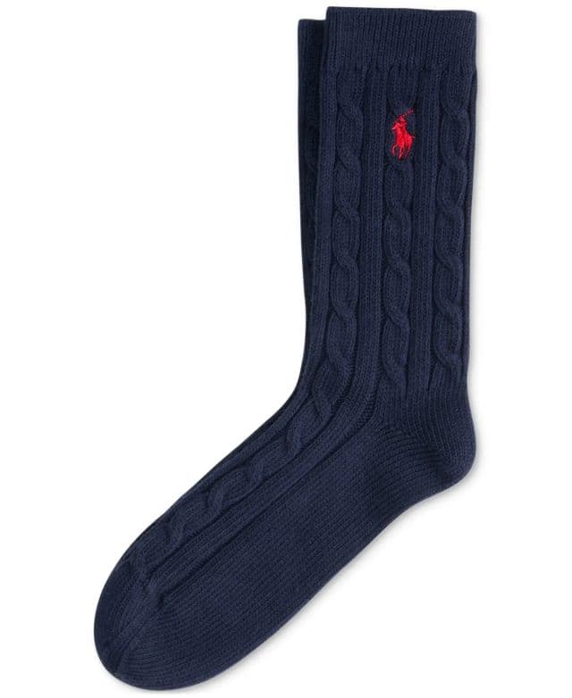 Polo Ralph Lauren Kadın Kablo Örgü Çorapları - Lacivert 39-41