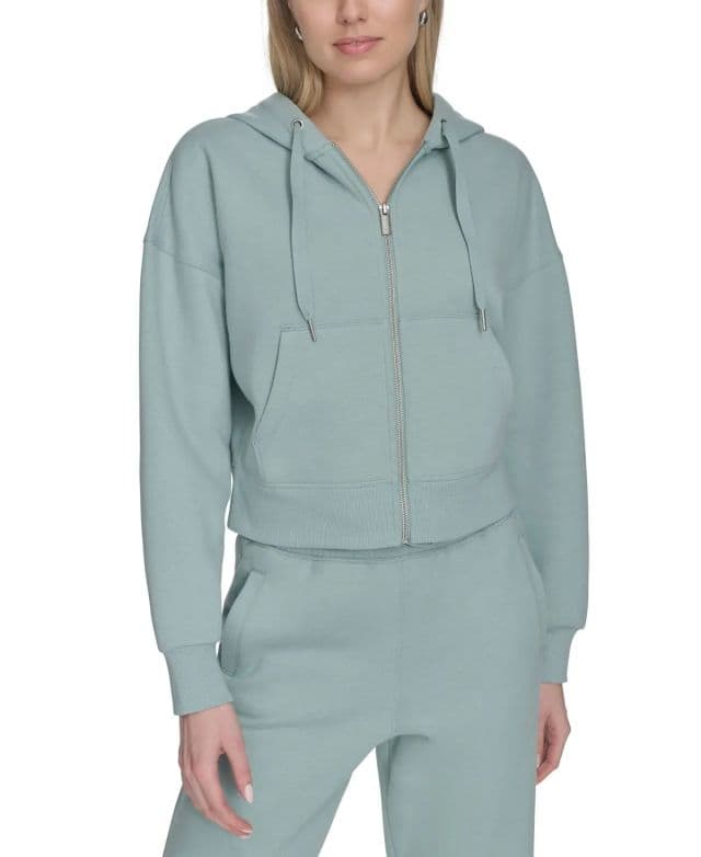 Calvin Klein Kadın Fermuarlı Uzun Kollu Kapüşonlu Sweatshirt - Blue Surf S