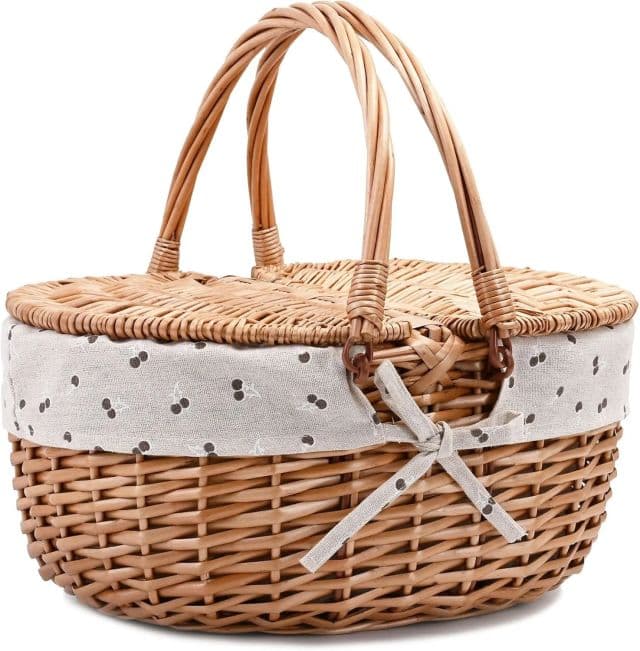 Rurality Dokuma Gövdeli Kapaklı Hasır Piknik Sepeti  - Kiraz