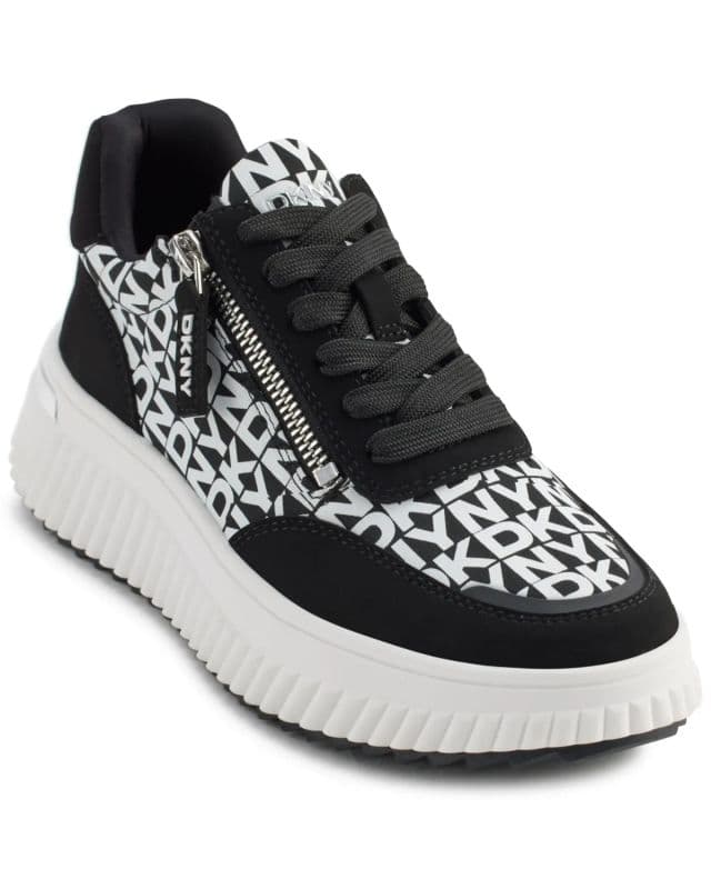 DKNY Kadın Lissa Logo Platform Sneaker - Siyah/Beyaz 38