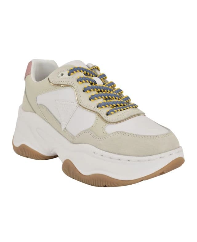 GUESS Kadın Happy Lace Up Chunky Outsole Retro Sneaker - Gri 39.5