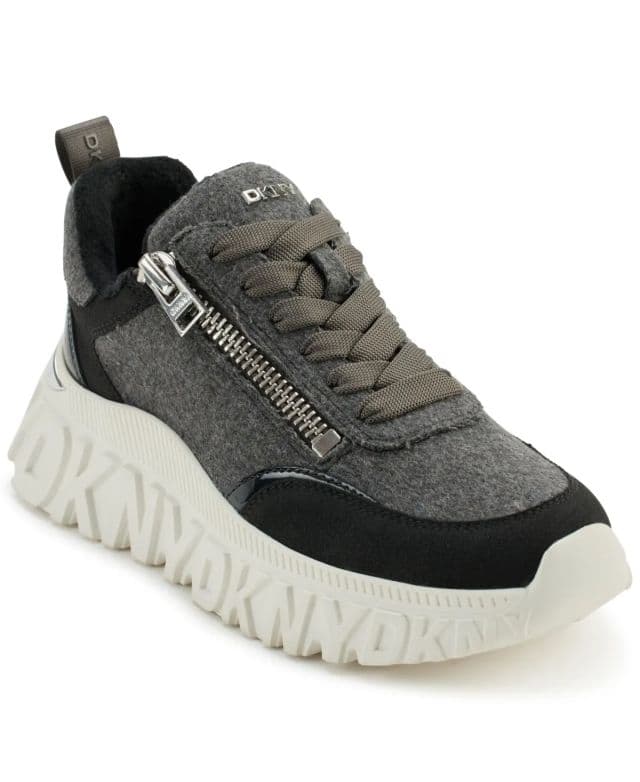 DKNY Kadın Lakelyn Fermuarlı Platform Sneaker - Gri/Siyah 39