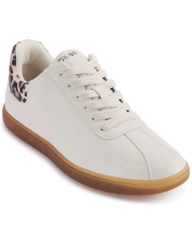 DKNY Kadın Seacliff Lace-Up Sneakers - Beyaz/Leopar 40.5