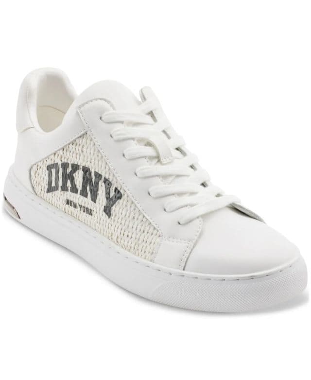 DKNY Kadın Abeni Arch Raffia Logo Low-Top Sneakers - Beyaz 35