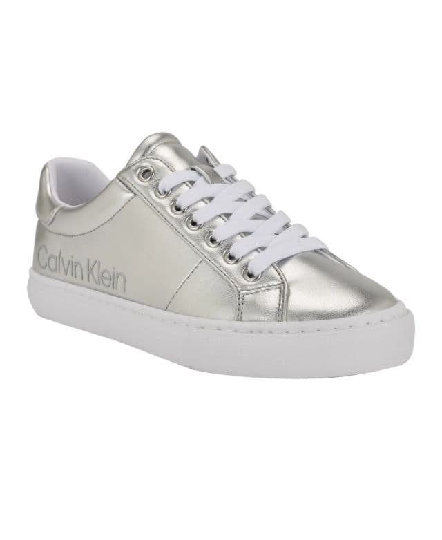Calvin Klein Kadın Camzy Lace-Up Casual Sneakers - Silver 42
