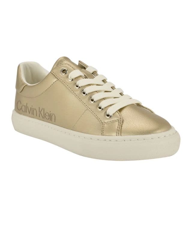 Calvin Klein Kadın Camzy Lace-Up Casual Sneakers - Gold 42