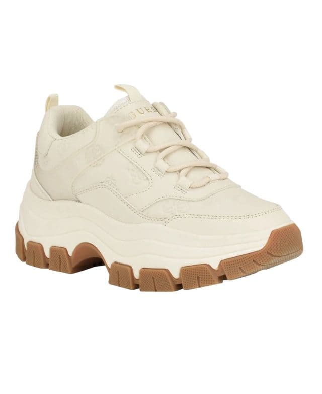 GUESS Kadın Bisun Lugged Kauçuk Taban Bağcıklı Platform Sneaker - Beyaz 38.5