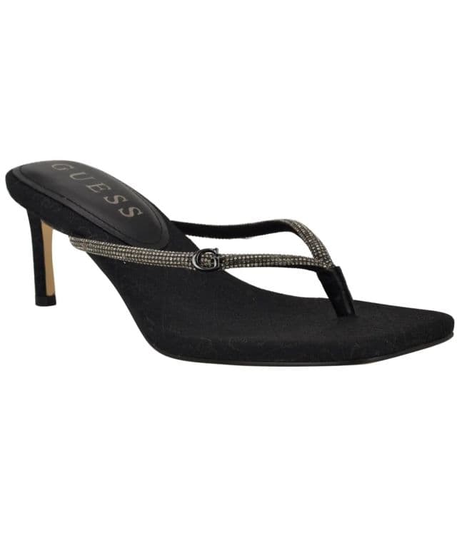 GUESS Kadın Mayan Rhinestone Thong Kitten Topuklu Ayakkabı - Siyah 39.5