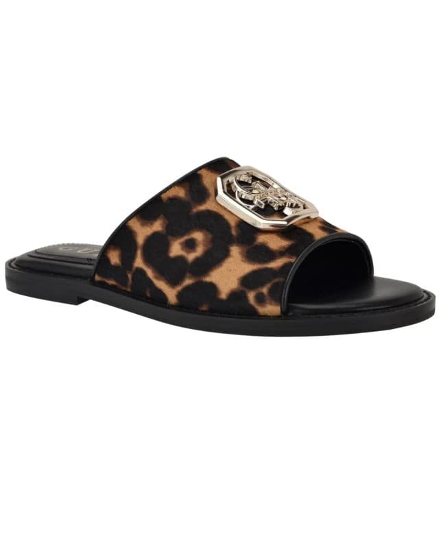 GUESS Kadın Graysie Quattro G Süslemeli Terlik - Leopar 37.5