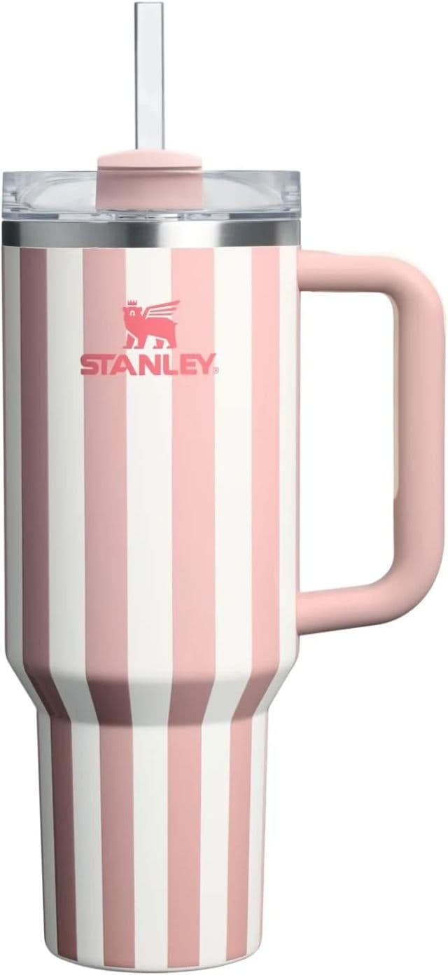 Stanley Quencher H2.0 Pipetli Termos Bardak - 1.18 L - 1.18 L Pembe Çizgili