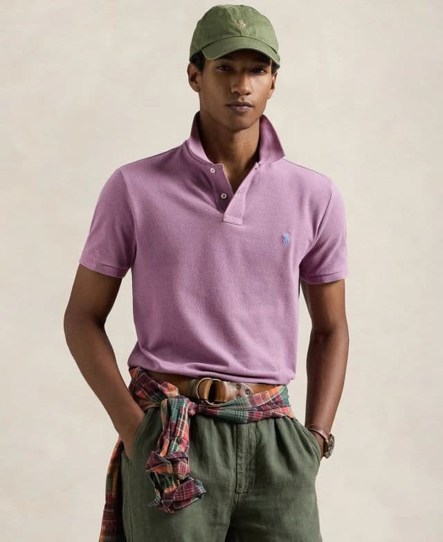 Polo Ralph Lauren Erkek Klasik Fit Pamuklu Polo Tişört - Açık Mor XS