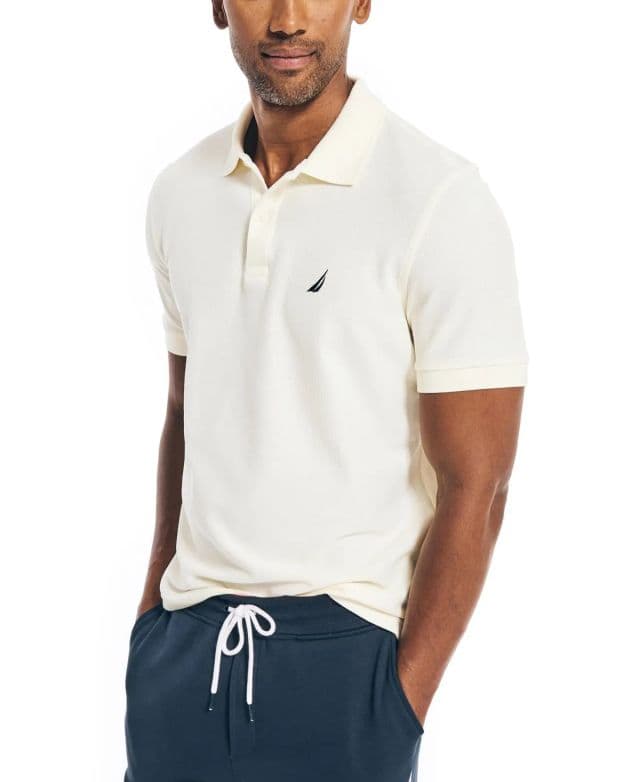 Nautica Erkek Klasik Fit Performance Deck Polo Tişört - Krem Rengi S