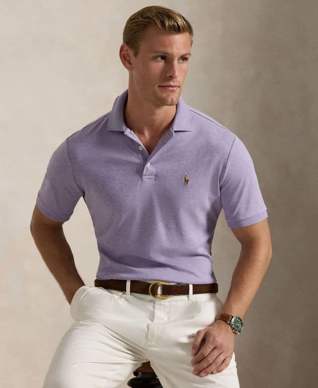 Polo Ralph Lauren Erkek Klasik Fit Soft Pamuklu Polo Tişört - Mor XS