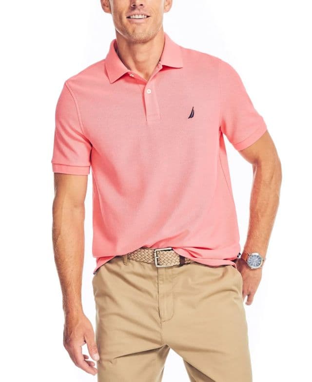 Nautica Erkek Klasik Fit Performance Deck Polo Tişört - Pembe S