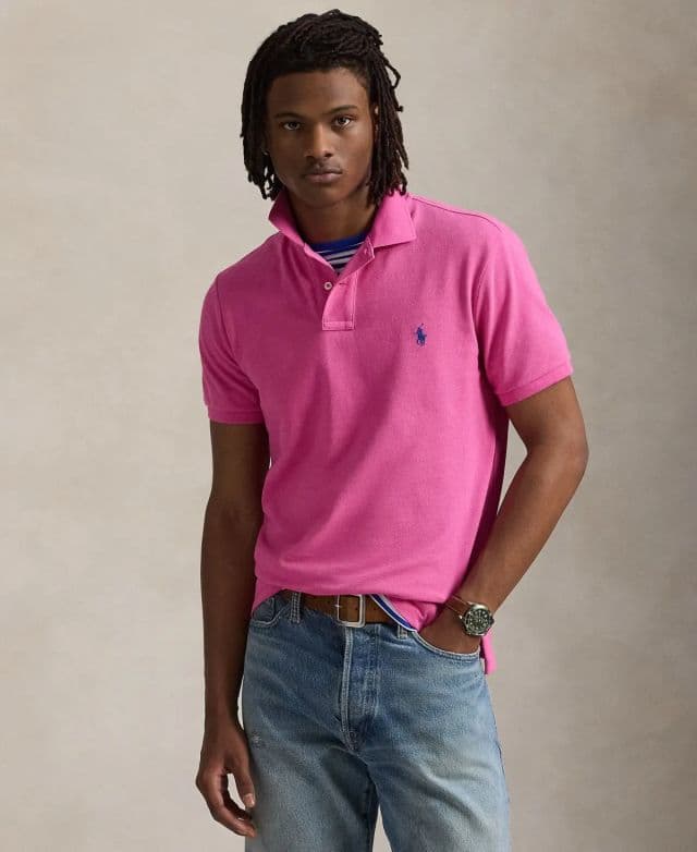 Polo Ralph Lauren Erkek Klasik Fit Pamuklu Polo Tişört - Parlak Pembe XS