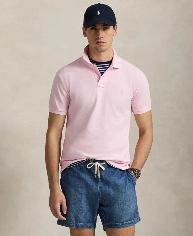 Polo Ralph Lauren Erkek Klasik Fit Pamuklu Polo Tişört - Pembe XS