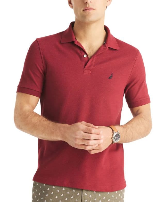 Nautica Erkek Klasik Fit Performance Deck Polo Tişört - Bordo S