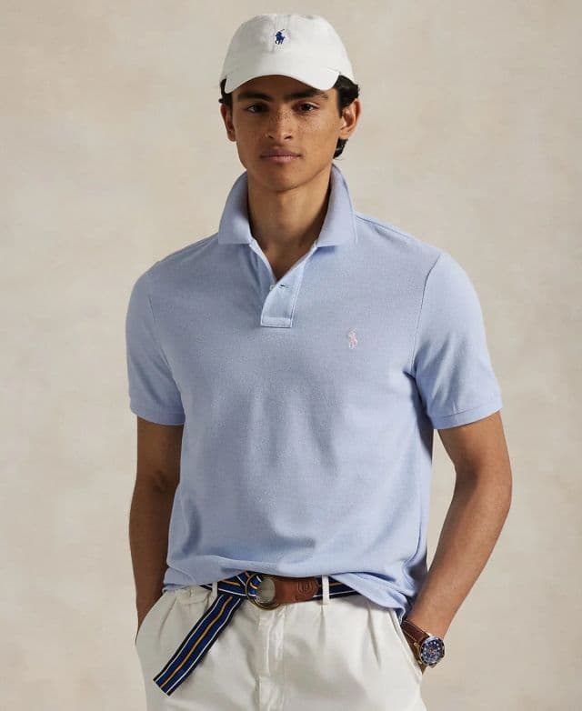 Polo Ralph Lauren Erkek Klasik Fit Pamuklu Polo Tişört - Peygamber Çiçeği Mavisi XS