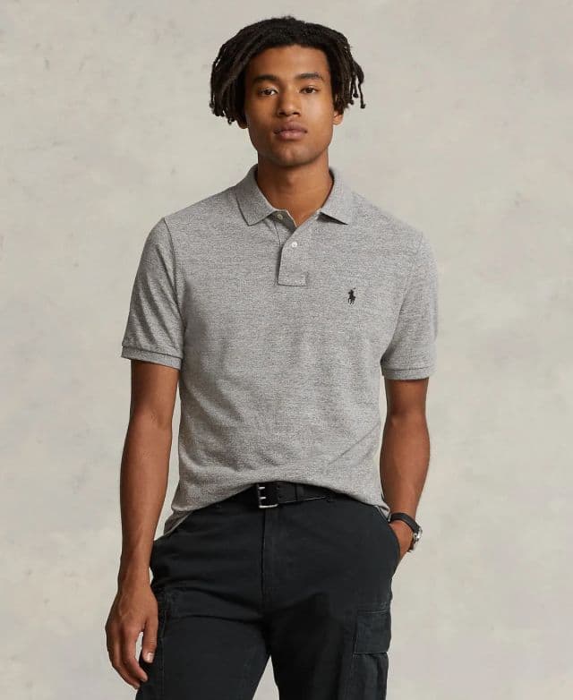 Polo Ralph Lauren Erkek Klasik Fit Mesh Polo Tişört - Gri XS