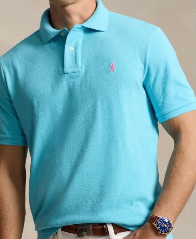 Polo Ralph Lauren Erkek Klasik Fit Mesh Polo Tişört - Turkuaz XS