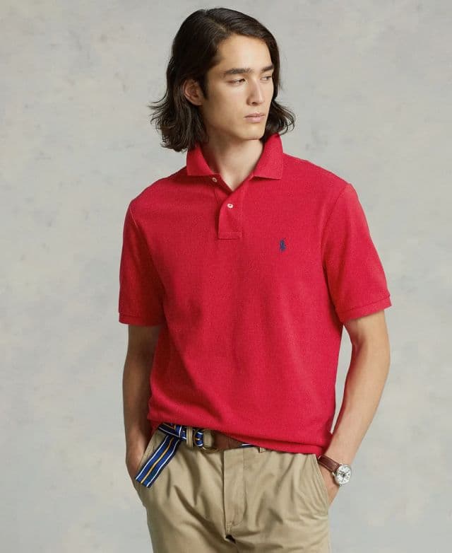 Polo Ralph Lauren Erkek Klasik Fit Mesh Polo Tişört - Kırmızı/Lacivert L