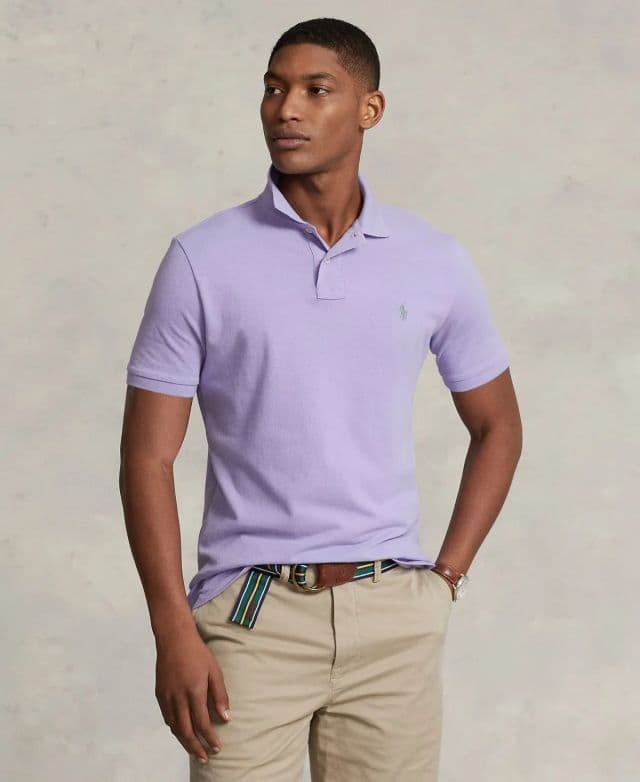 Polo Ralph Lauren Erkek Klasik Fit Mesh Polo Tişört - Lavanta XS